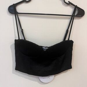 Princess Polly Black Smocked Crop Top